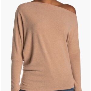 ASTR The Label Sz Small Sweater Beige Asymmetric Off The Shoulder Y2K